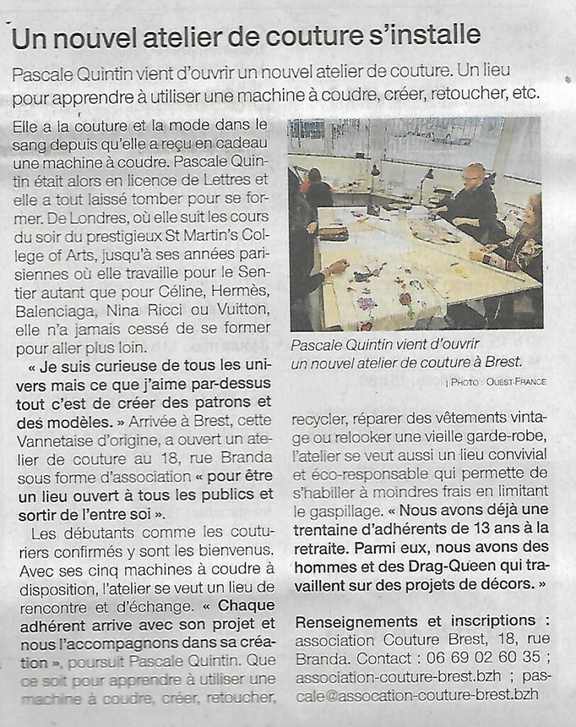 Article Ouest-France du 14 novembre 2023